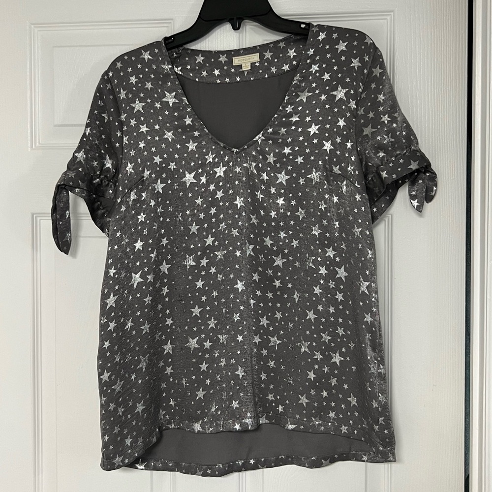 Modcloth Charcoal Starry Short Sleeve Top
